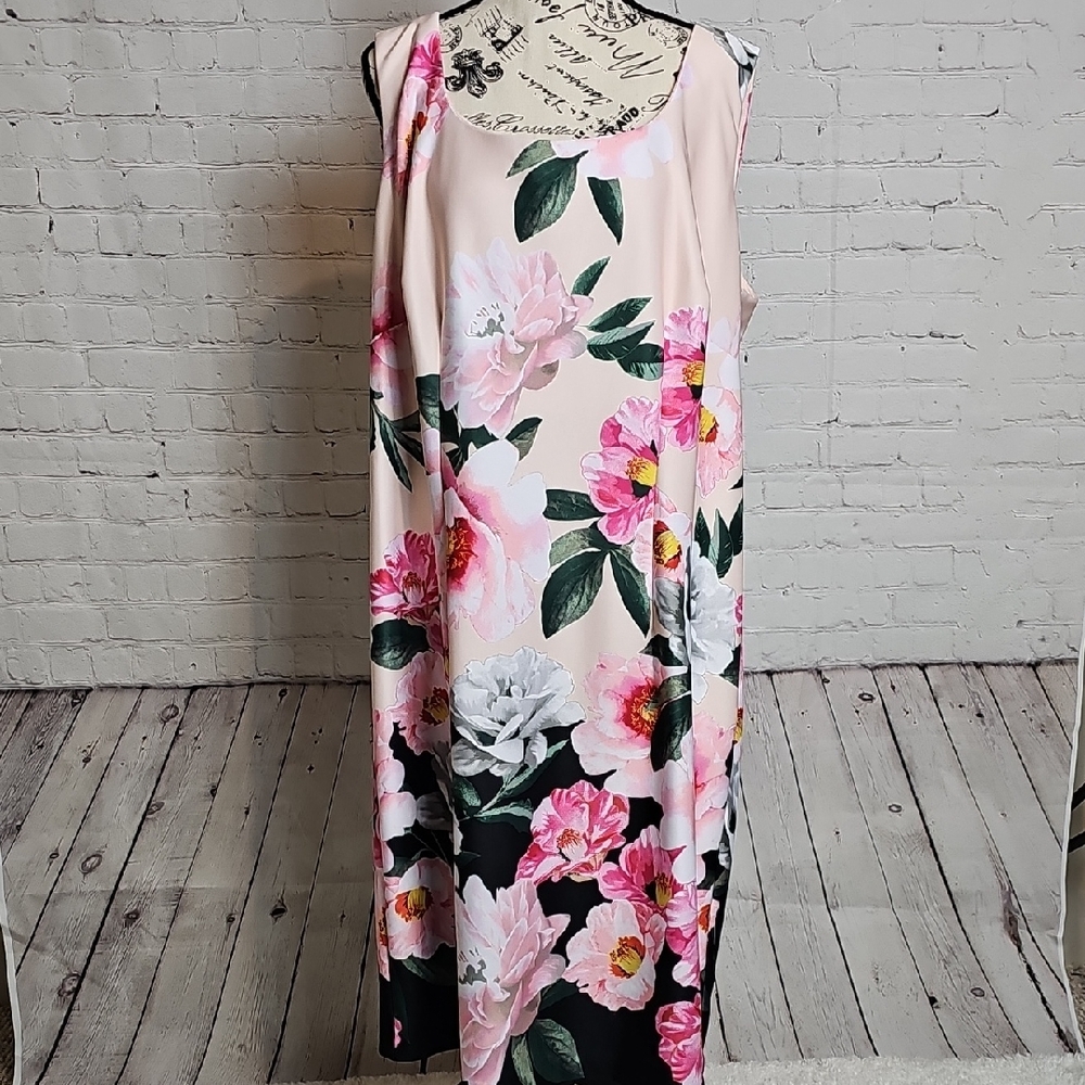 SLNY Floral Midi Dress - Pink and Black